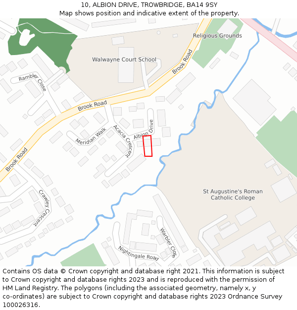 10, ALBION DRIVE, TROWBRIDGE, BA14 9SY: Location map and indicative extent of plot