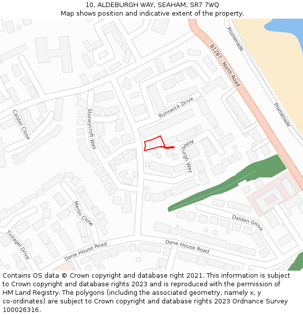 10, ALDEBURGH WAY, SEAHAM, SR7 7WQ: Location map and indicative extent of plot