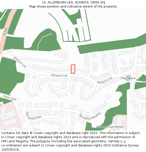 10, ALLERBURN LEA, ALNWICK, NE66 2NJ: Location map and indicative extent of plot