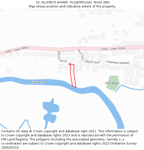 10, ALLFREYS WHARF, PULBOROUGH, RH20 2BN: Location map and indicative extent of plot