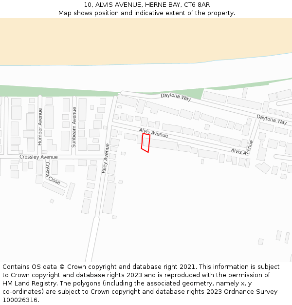 10, ALVIS AVENUE, HERNE BAY, CT6 8AR: Location map and indicative extent of plot