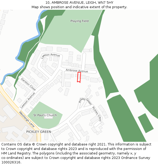 10, AMBROSE AVENUE, LEIGH, WN7 5HY: Location map and indicative extent of plot