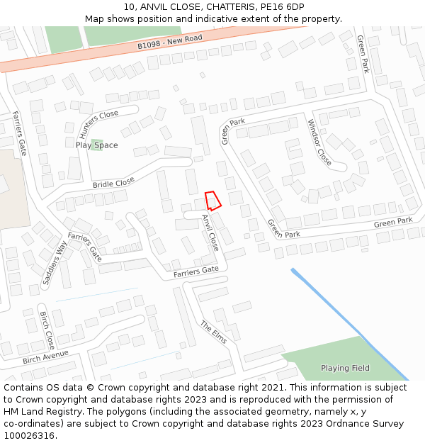 10, ANVIL CLOSE, CHATTERIS, PE16 6DP: Location map and indicative extent of plot