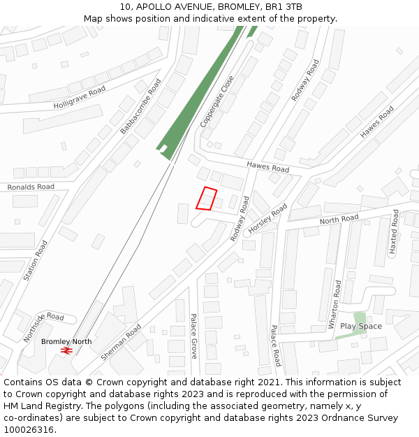 10, APOLLO AVENUE, BROMLEY, BR1 3TB: Location map and indicative extent of plot