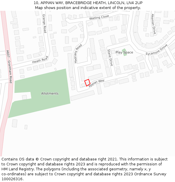 10, APPIAN WAY, BRACEBRIDGE HEATH, LINCOLN, LN4 2UP: Location map and indicative extent of plot