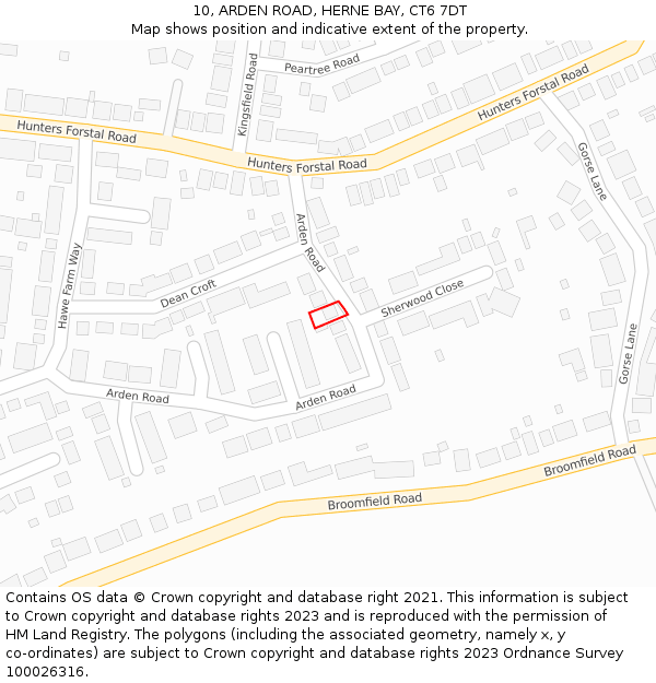 10, ARDEN ROAD, HERNE BAY, CT6 7DT: Location map and indicative extent of plot