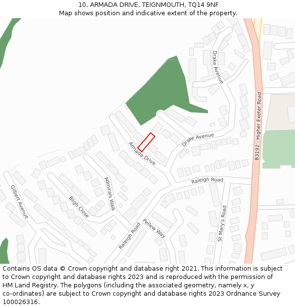 10, ARMADA DRIVE, TEIGNMOUTH, TQ14 9NF: Location map and indicative extent of plot