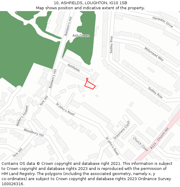 10, ASHFIELDS, LOUGHTON, IG10 1SB: Location map and indicative extent of plot