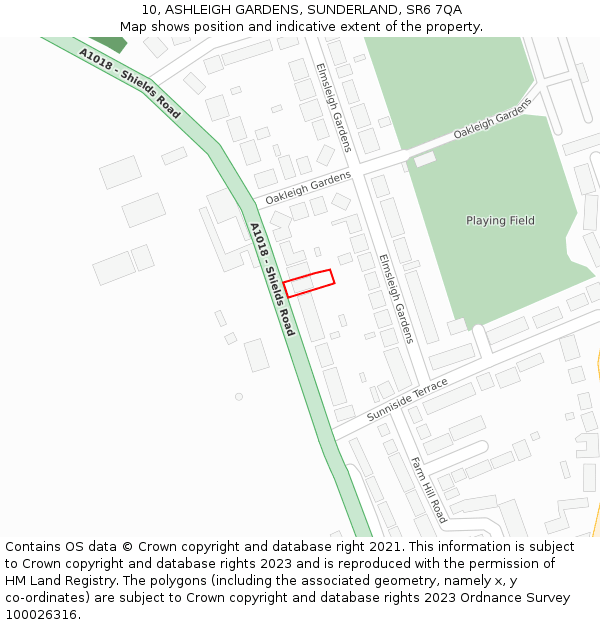 10, ASHLEIGH GARDENS, SUNDERLAND, SR6 7QA: Location map and indicative extent of plot