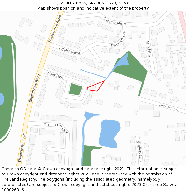 10, ASHLEY PARK, MAIDENHEAD, SL6 8EZ: Location map and indicative extent of plot