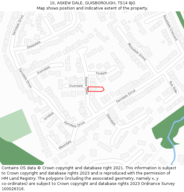 10, ASKEW DALE, GUISBOROUGH, TS14 8JG: Location map and indicative extent of plot