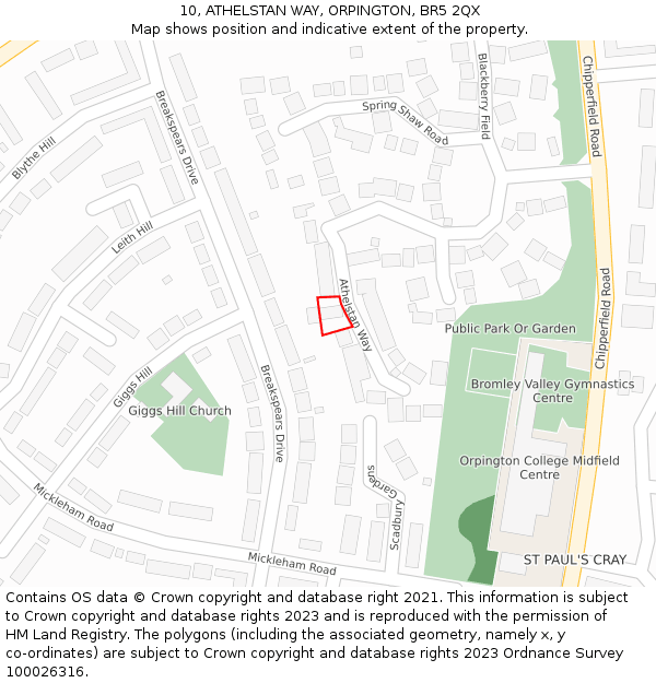 10, ATHELSTAN WAY, ORPINGTON, BR5 2QX: Location map and indicative extent of plot