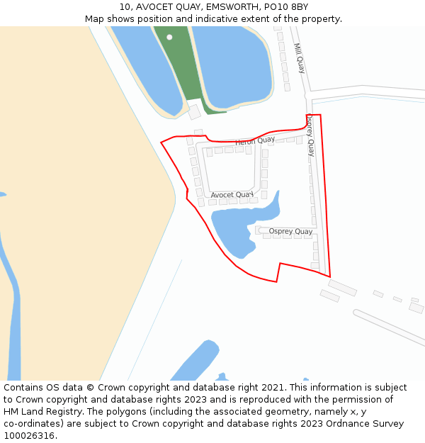 10, AVOCET QUAY, EMSWORTH, PO10 8BY: Location map and indicative extent of plot