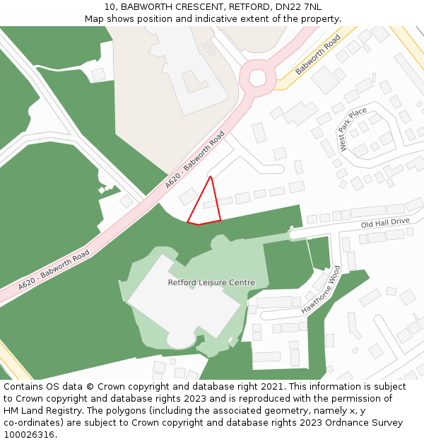 10, BABWORTH CRESCENT, RETFORD, DN22 7NL: Location map and indicative extent of plot