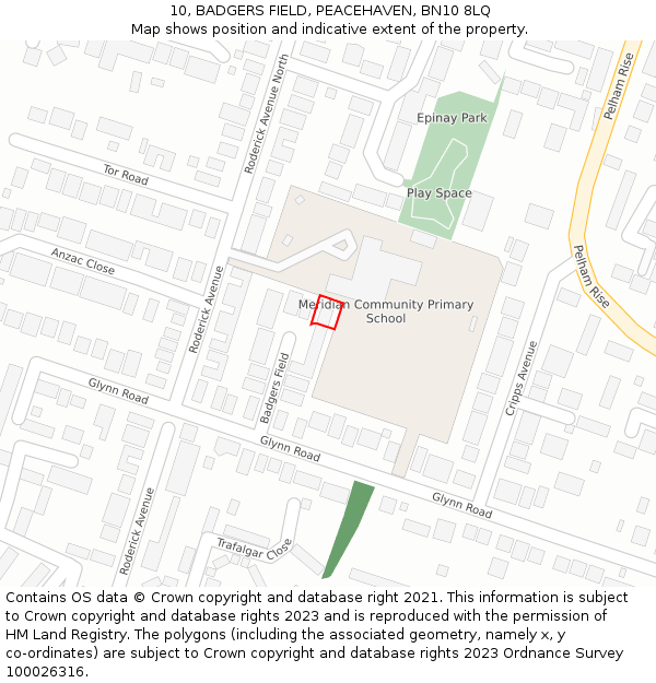 10, BADGERS FIELD, PEACEHAVEN, BN10 8LQ: Location map and indicative extent of plot