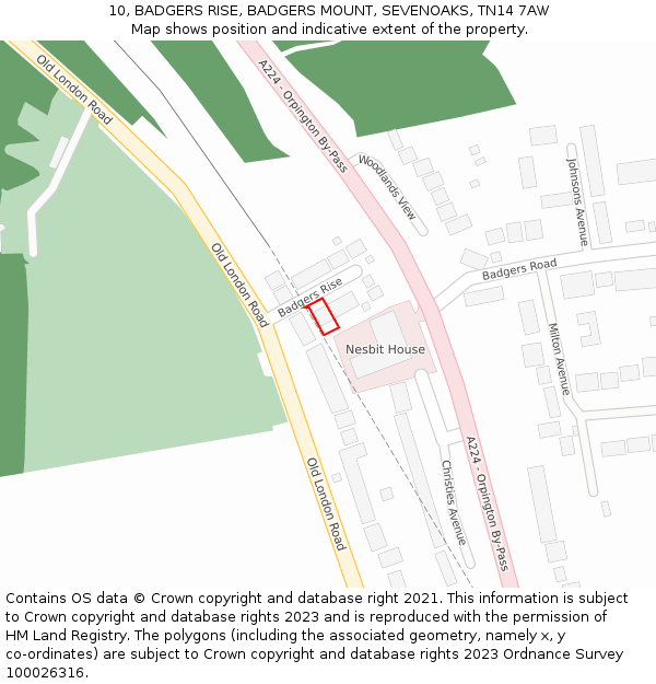 10, BADGERS RISE, BADGERS MOUNT, SEVENOAKS, TN14 7AW: Location map and indicative extent of plot