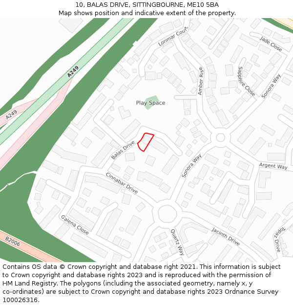 10, BALAS DRIVE, SITTINGBOURNE, ME10 5BA: Location map and indicative extent of plot