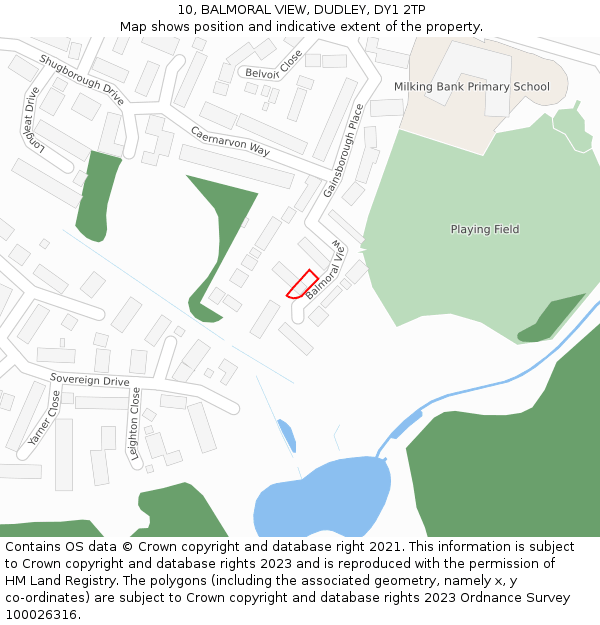 10, BALMORAL VIEW, DUDLEY, DY1 2TP: Location map and indicative extent of plot