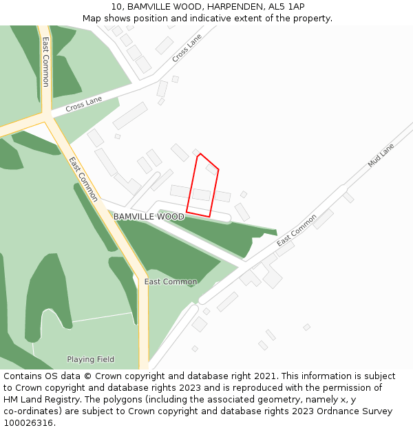 10, BAMVILLE WOOD, HARPENDEN, AL5 1AP: Location map and indicative extent of plot