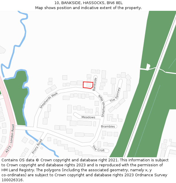 10, BANKSIDE, HASSOCKS, BN6 8EL: Location map and indicative extent of plot