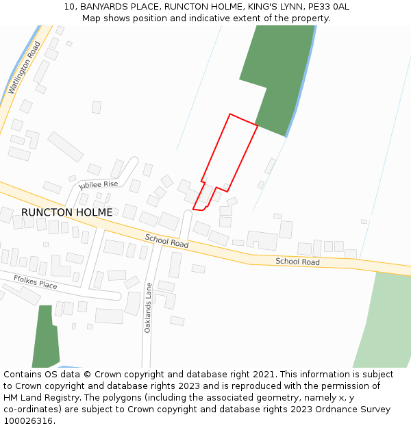 10, BANYARDS PLACE, RUNCTON HOLME, KING'S LYNN, PE33 0AL: Location map and indicative extent of plot