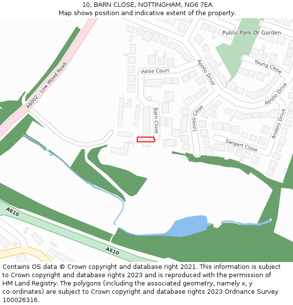 10, BARN CLOSE, NOTTINGHAM, NG6 7EA: Location map and indicative extent of plot