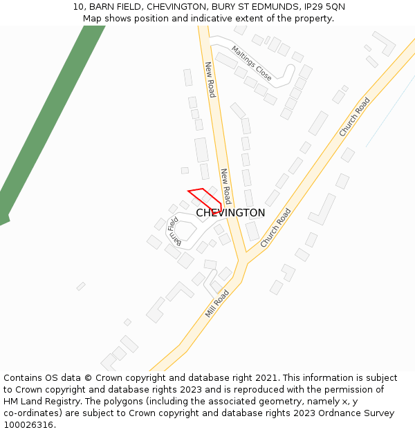 10, BARN FIELD, CHEVINGTON, BURY ST EDMUNDS, IP29 5QN: Location map and indicative extent of plot