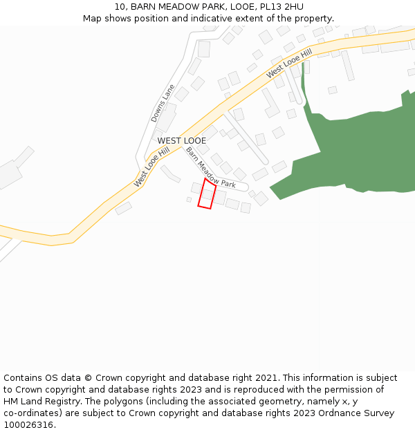 10, BARN MEADOW PARK, LOOE, PL13 2HU: Location map and indicative extent of plot