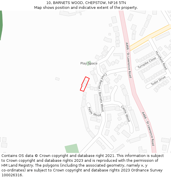 10, BARNETS WOOD, CHEPSTOW, NP16 5TN: Location map and indicative extent of plot