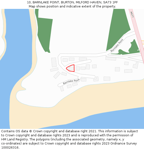 10, BARNLAKE POINT, BURTON, MILFORD HAVEN, SA73 1PF: Location map and indicative extent of plot