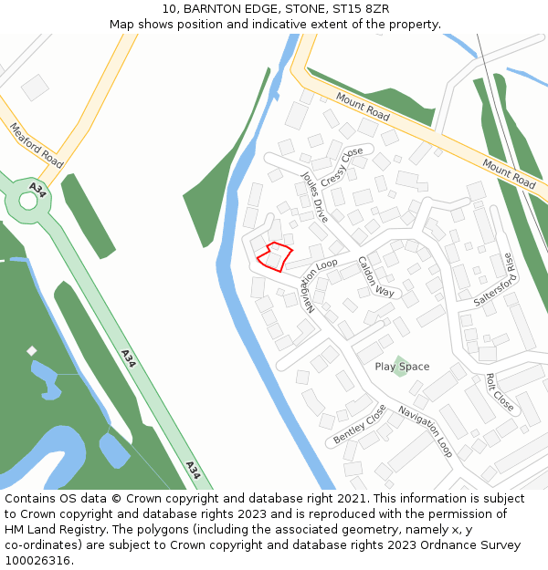 10, BARNTON EDGE, STONE, ST15 8ZR: Location map and indicative extent of plot