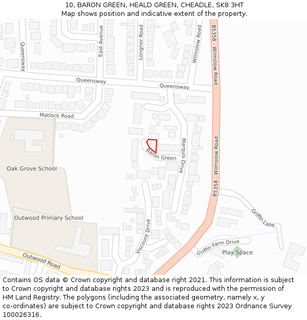 10, BARON GREEN, HEALD GREEN, CHEADLE, SK8 3HT: Location map and indicative extent of plot