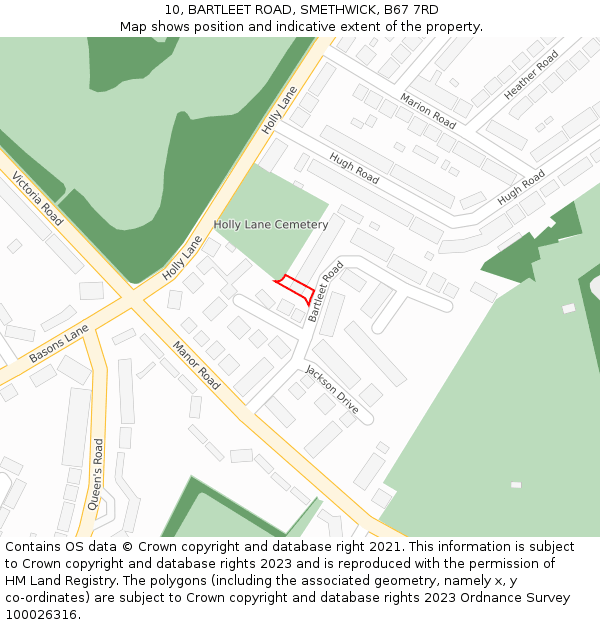 10, BARTLEET ROAD, SMETHWICK, B67 7RD: Location map and indicative extent of plot