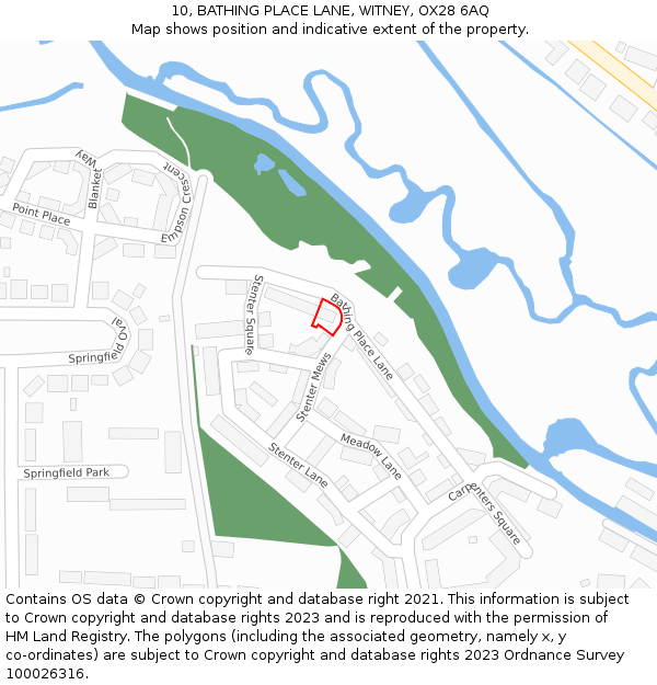 10, BATHING PLACE LANE, WITNEY, OX28 6AQ: Location map and indicative extent of plot