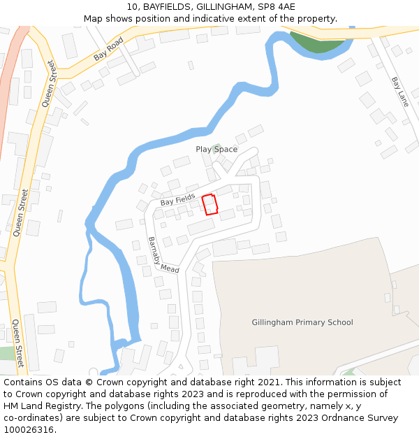 10, BAYFIELDS, GILLINGHAM, SP8 4AE: Location map and indicative extent of plot