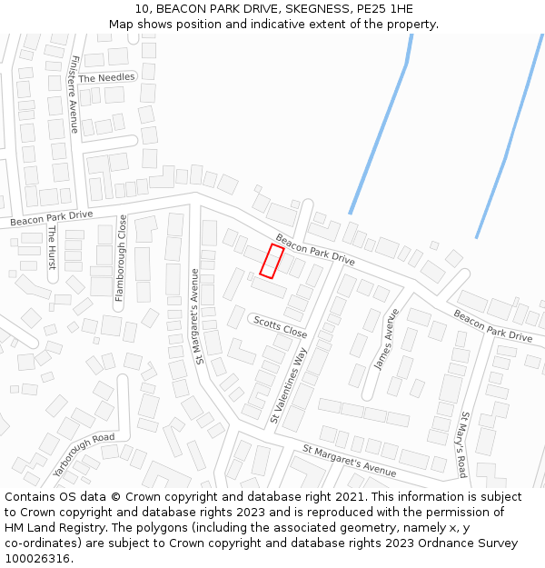 10, BEACON PARK DRIVE, SKEGNESS, PE25 1HE: Location map and indicative extent of plot