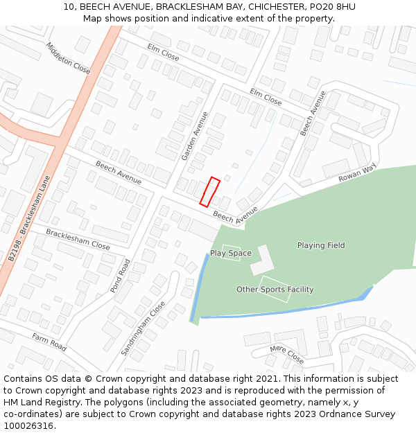 10, BEECH AVENUE, BRACKLESHAM BAY, CHICHESTER, PO20 8HU: Location map and indicative extent of plot