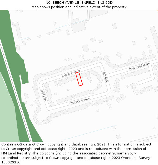 10, BEECH AVENUE, ENFIELD, EN2 9DD: Location map and indicative extent of plot