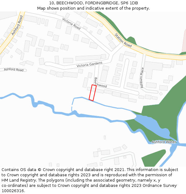 10, BEECHWOOD, FORDINGBRIDGE, SP6 1DB: Location map and indicative extent of plot