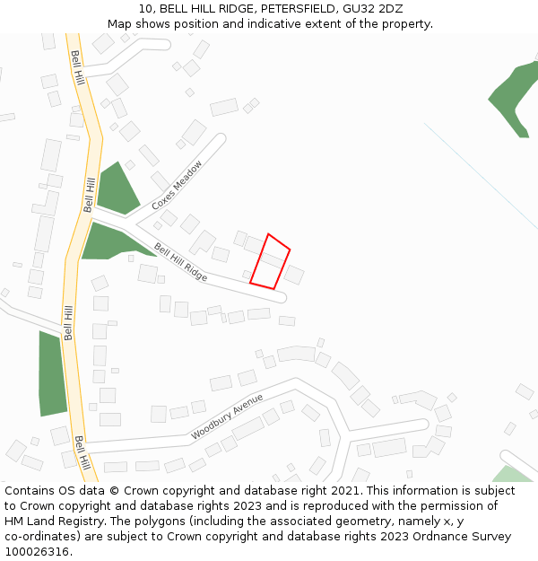 10, BELL HILL RIDGE, PETERSFIELD, GU32 2DZ: Location map and indicative extent of plot