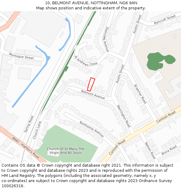 10, BELMONT AVENUE, NOTTINGHAM, NG6 9AN: Location map and indicative extent of plot