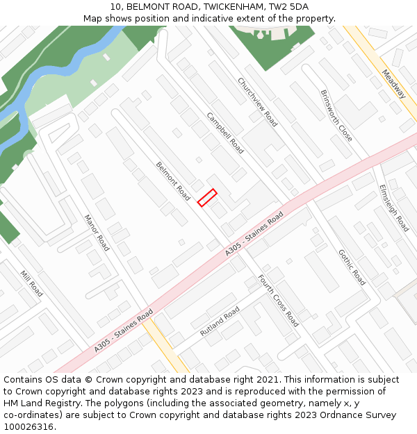 10, BELMONT ROAD, TWICKENHAM, TW2 5DA: Location map and indicative extent of plot