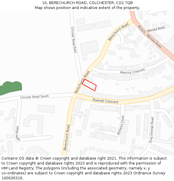10, BERECHURCH ROAD, COLCHESTER, CO2 7QB: Location map and indicative extent of plot