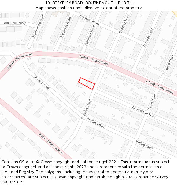 10, BERKELEY ROAD, BOURNEMOUTH, BH3 7JL: Location map and indicative extent of plot