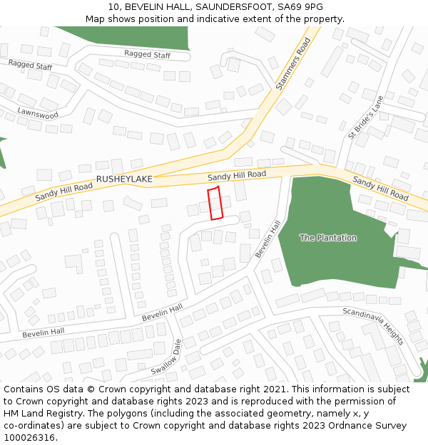 10, BEVELIN HALL, SAUNDERSFOOT, SA69 9PG: Location map and indicative extent of plot