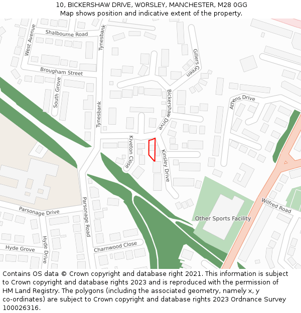 10, BICKERSHAW DRIVE, WORSLEY, MANCHESTER, M28 0GG: Location map and indicative extent of plot