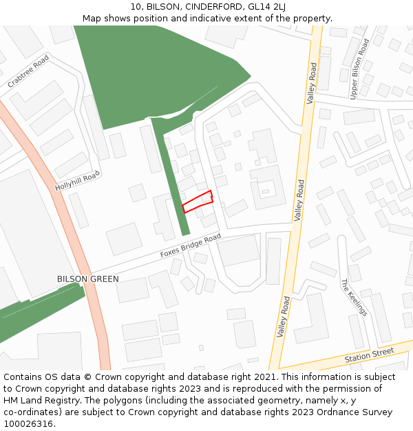 10, BILSON, CINDERFORD, GL14 2LJ: Location map and indicative extent of plot