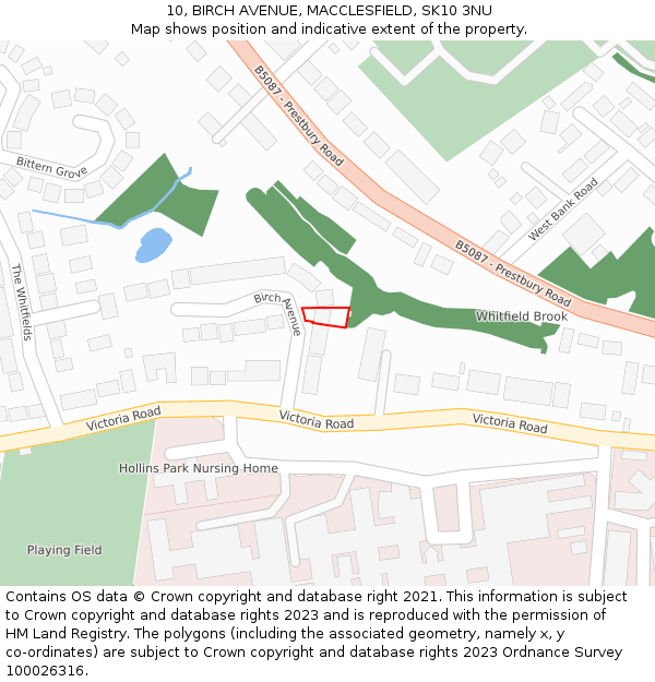 10, BIRCH AVENUE, MACCLESFIELD, SK10 3NU: Location map and indicative extent of plot