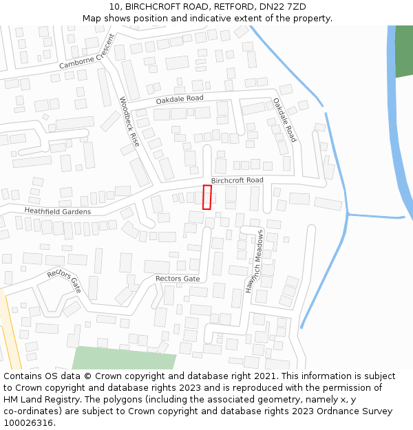 10, BIRCHCROFT ROAD, RETFORD, DN22 7ZD: Location map and indicative extent of plot