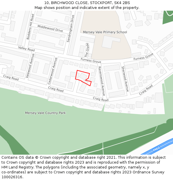 10, BIRCHWOOD CLOSE, STOCKPORT, SK4 2BS: Location map and indicative extent of plot